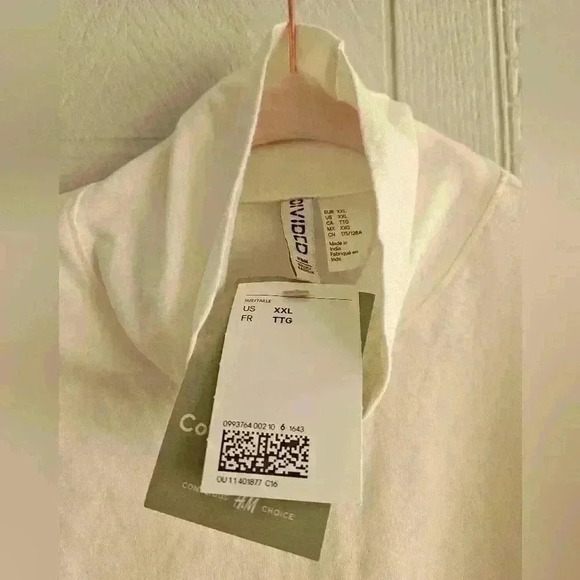 Divided by H&M Plus Ivory Cotton Cropped Mock Neck Long Sleeve Top Sz XXL NWT - Picture 6 of 12